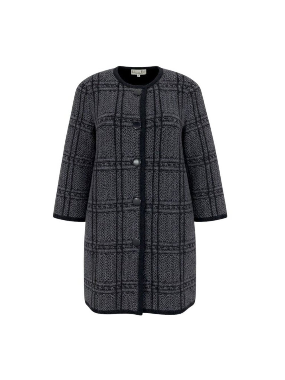 Dior Long Sleeve Knit Cardigan Medium Length All Over Print Gray M